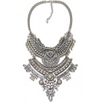 Ixchell Art Deco Crystal Embellished Bold Statement Necklace